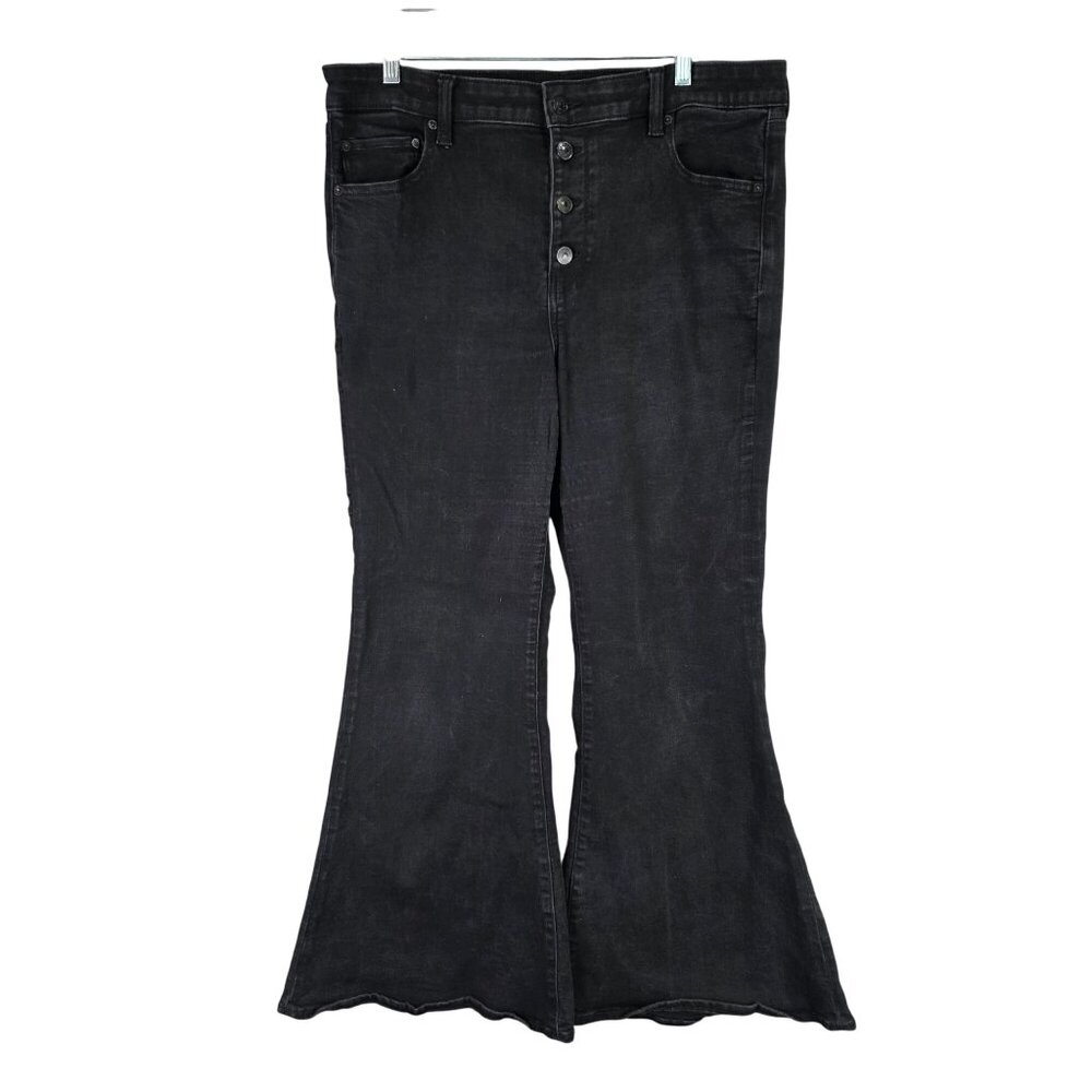 Womens American Eagle Black Festival Flare Denim Jeans Next Level Stretch 14